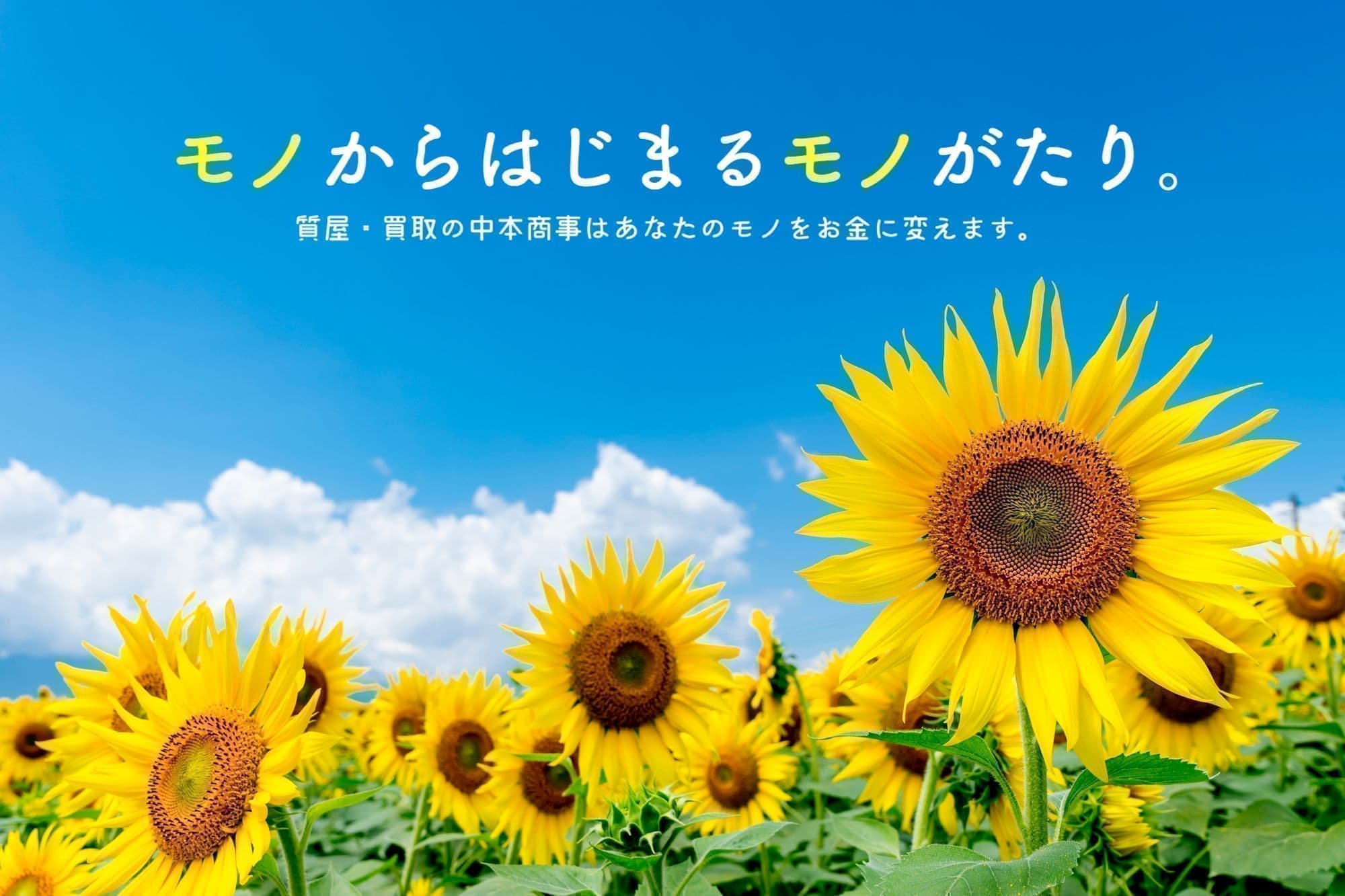 ひまわり。質屋・買取の中本商事はあなたのものをお金に変えます。
